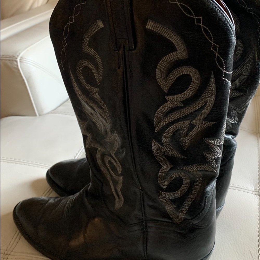 Dan Post Men's Black Leather Made In Mexico 2110 R Cowboy Boots size 11
